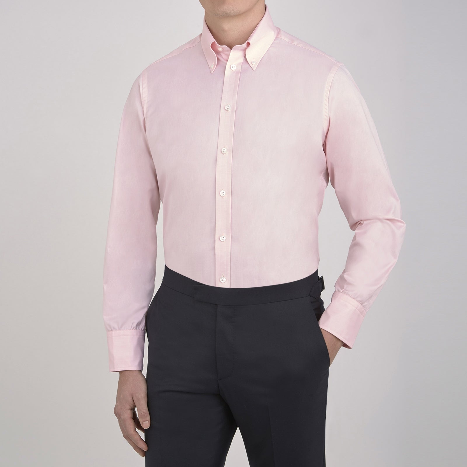 Pink Royal Oxford Cotton Shirt with Button-Down Collar and 3-Button Cuffs