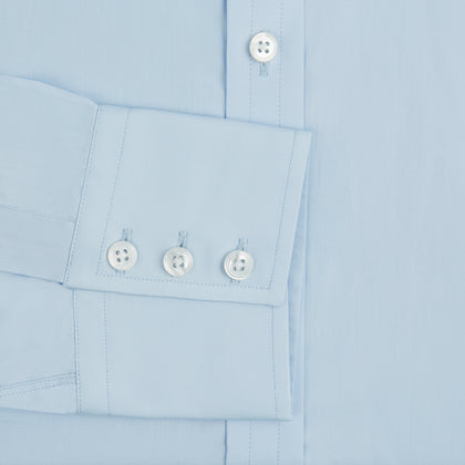 Light Blue Sea Island Quality Cotton Shirt with T&A Collar and 3-Button Cuffs Image 3