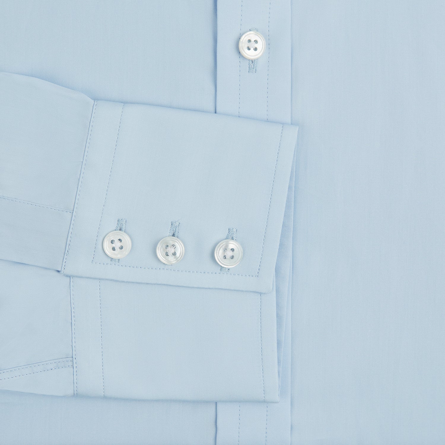 View 3 of product Light Blue Sea Island Quality Cotton Shirt with T&A Collar and 3-Button Cuffs