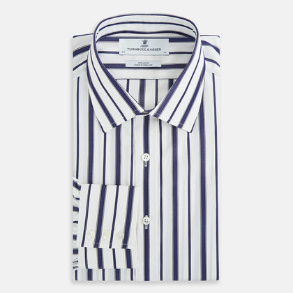 Navy Double Stripe Mayfair Shirt Image 4
