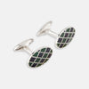 View 1 of product Forest Green and Navy Checkered Oval Enamel Cufflinks