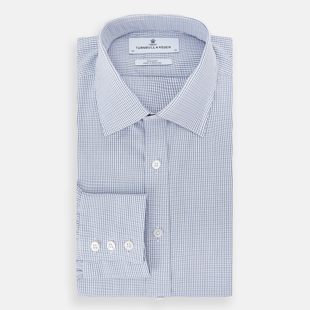 Blue Micro Graph Check Mayfair Shirt