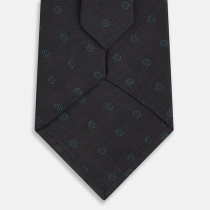 Teal  and Navy Circle Silk Tie Image 2