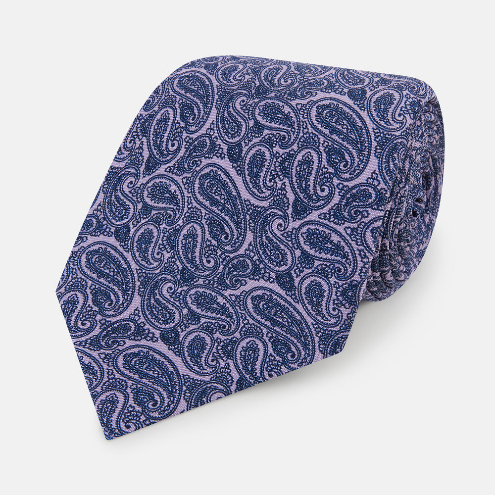 Lilac Paisley Printed Silk Tie