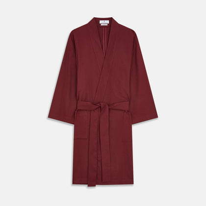 Burgundy Cotton-Cashmere Kimono Gown Image 1