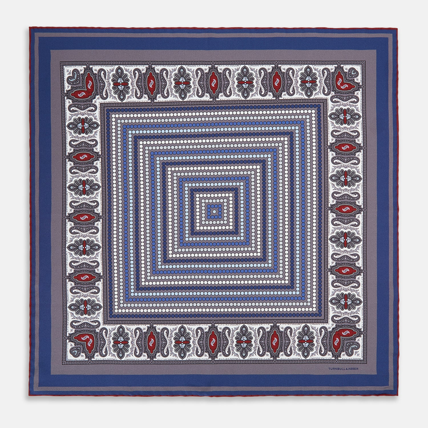 Image 4 of product Ash Dots and Paisley Silk Pocket Square