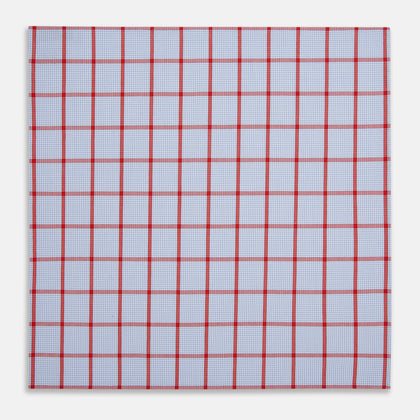 Hand Rolled Red Windowpane Check  Handkerchief Image 2