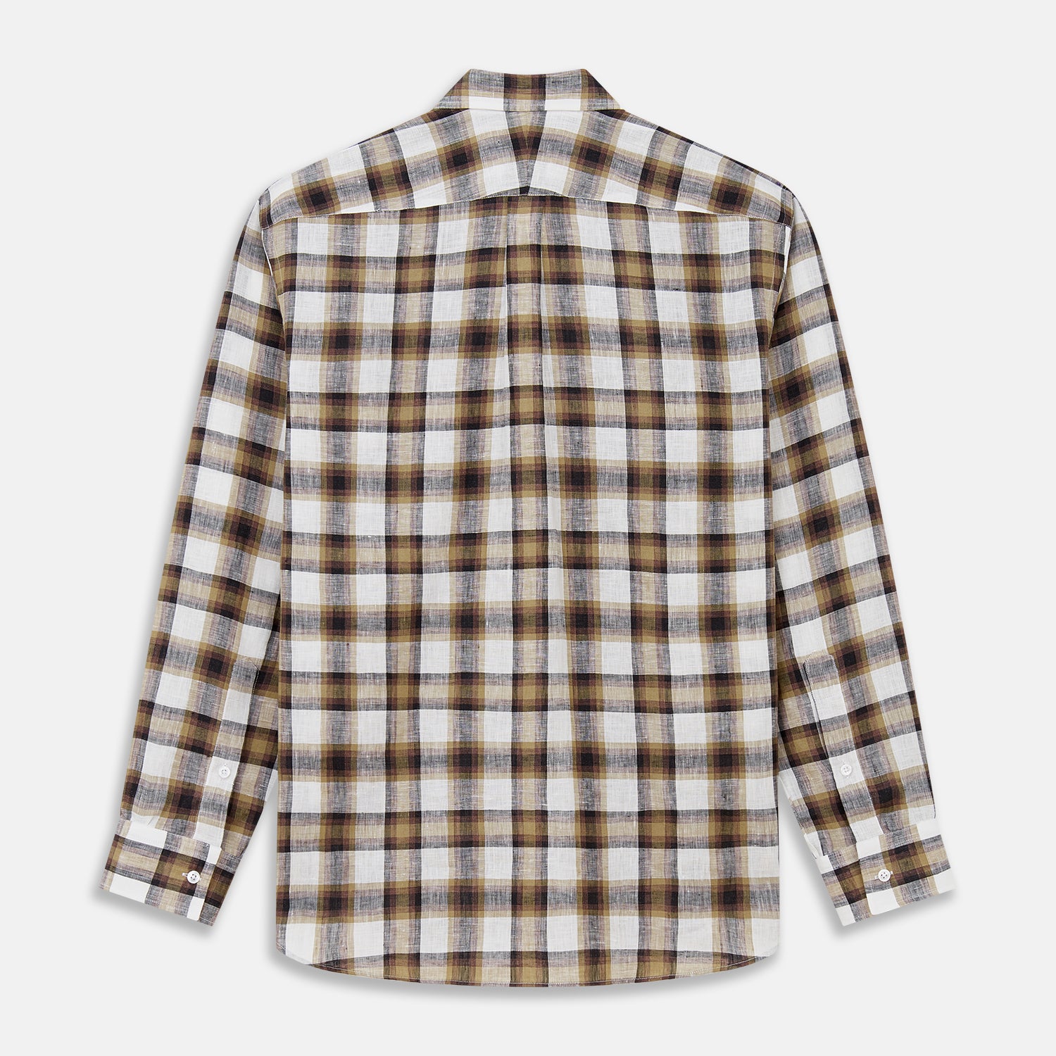 View 5 of product Brown Multi Check Linen Weekend Fit Hayne Shirt