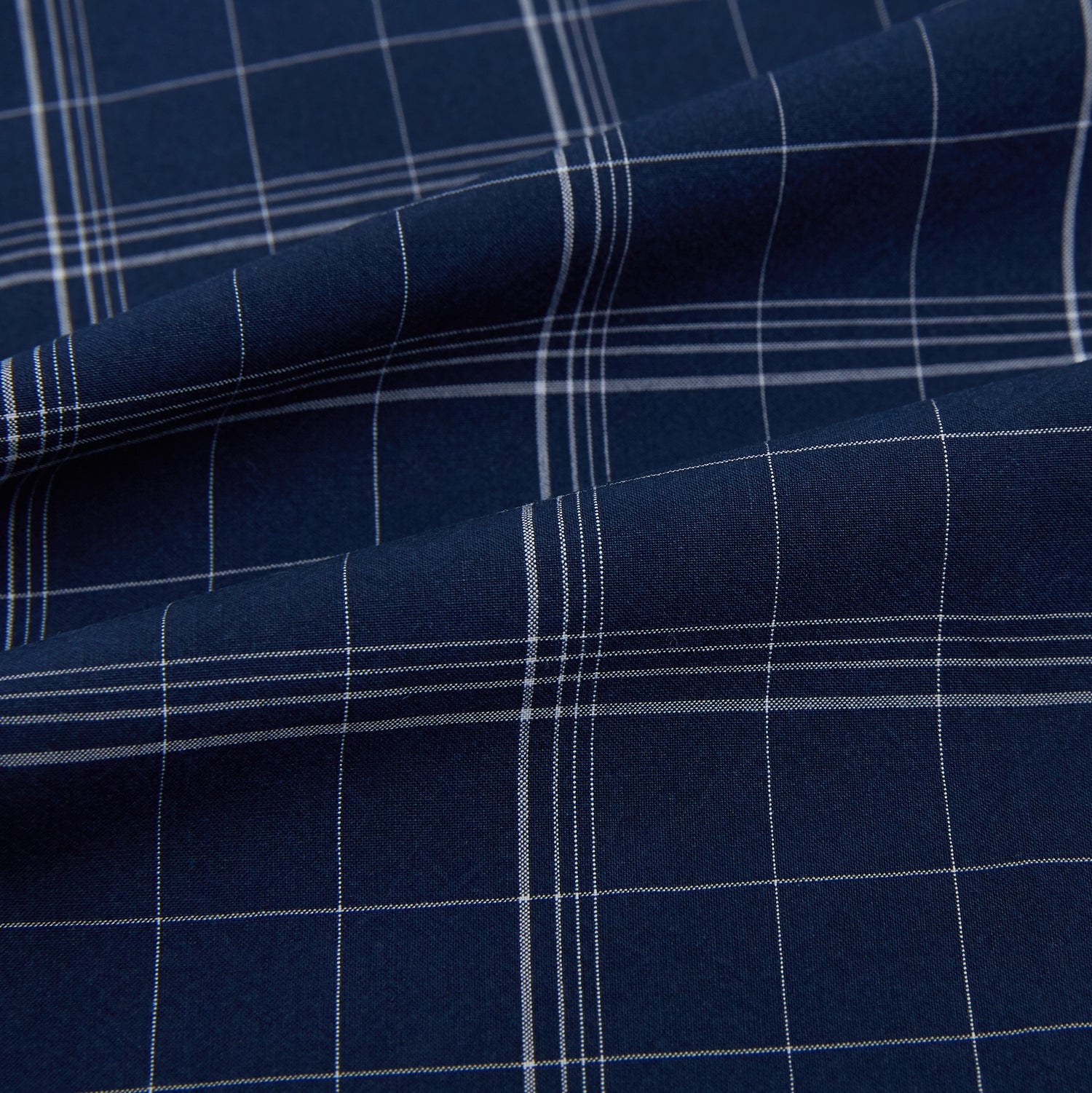 View 8 of product Indigo and White Thin Plaid Check Windsor Shirt