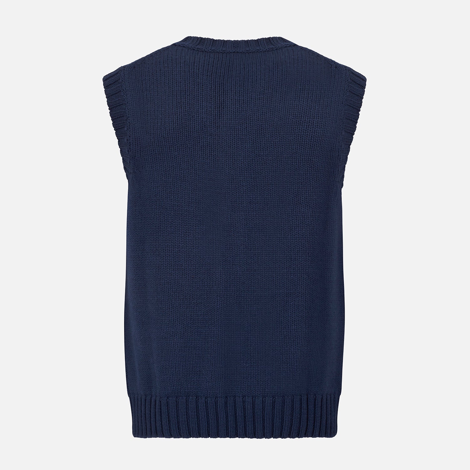 View 3 of product NAVY MERINO V-NECK SLEEVELESS CARDIGAN
