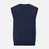 NAVY MERINO V-NECK SLEEVELESS CARDIGAN