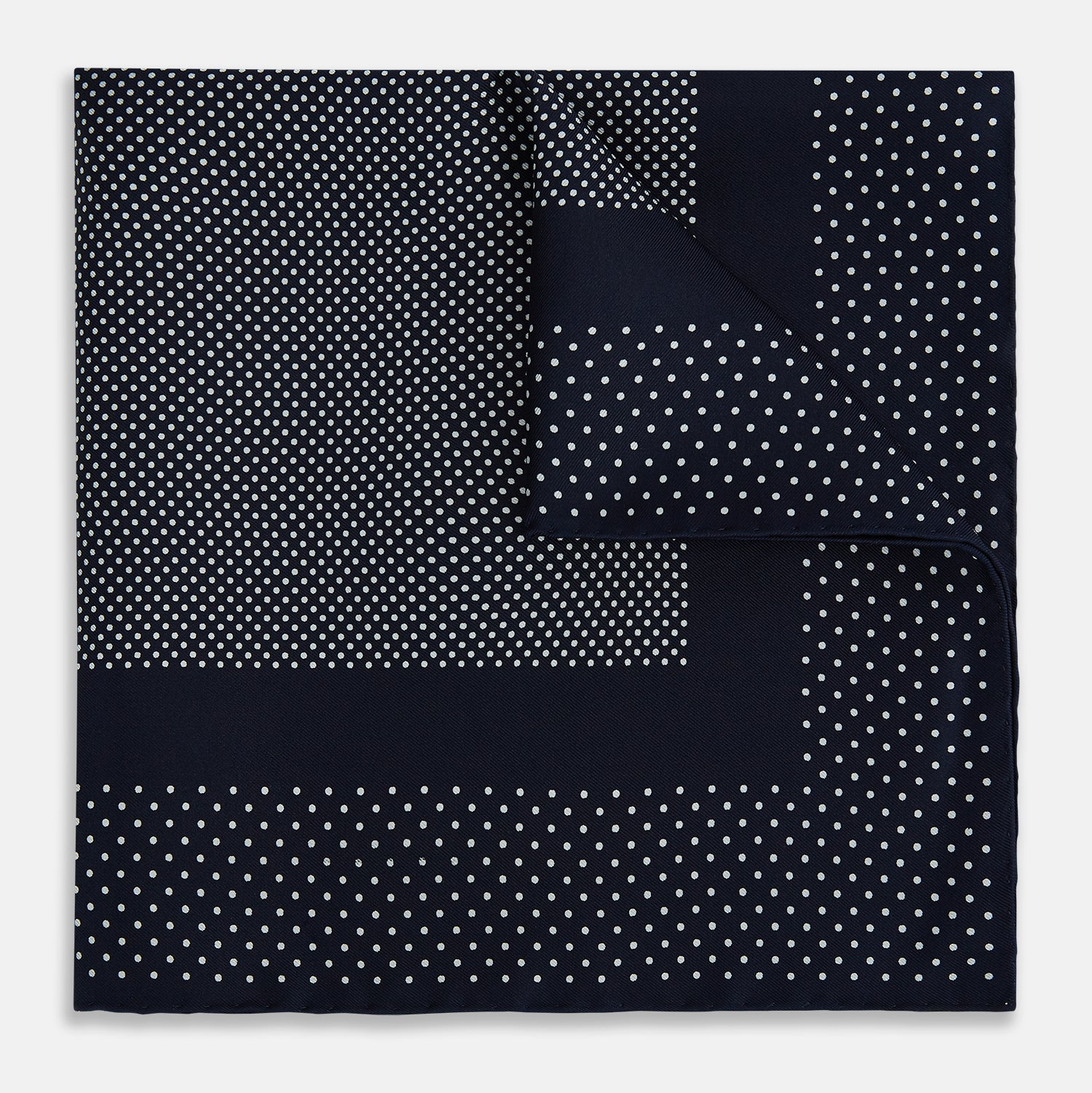 View 1 of product Navy and White Dot Silk Pocket Square