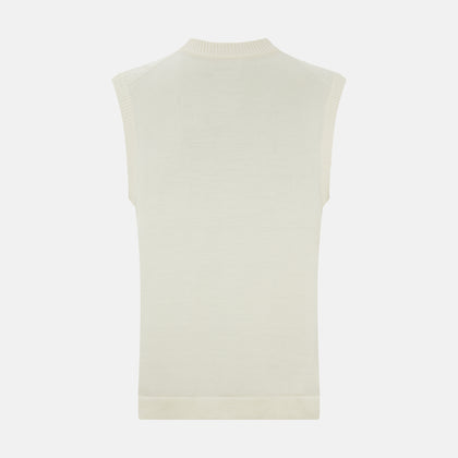 Ecru Fine Merino V-Neck Vest Image 2