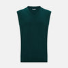 View 1 of product Moss Green Cashmere V-Neck Vest