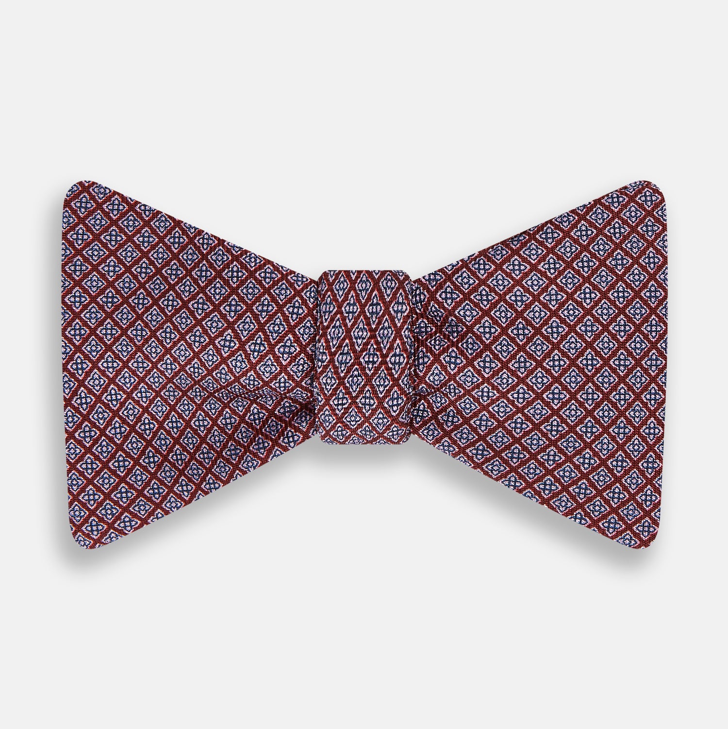 View 1 of product Indies Red Floral Square-Print Silk Bow Tie