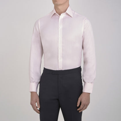 Pink Herringbone Superfine Cotton Shirt with T&A Collar and Double Cuffs Image 1