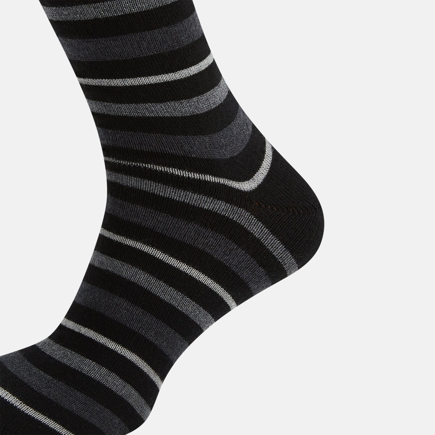 View 4 of product Chocolate Melange Striped Merino Wool Long Socks