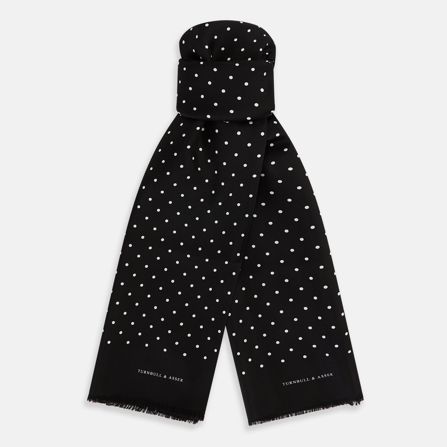 View 1 of product Black and White Spotted Silk Scarf
