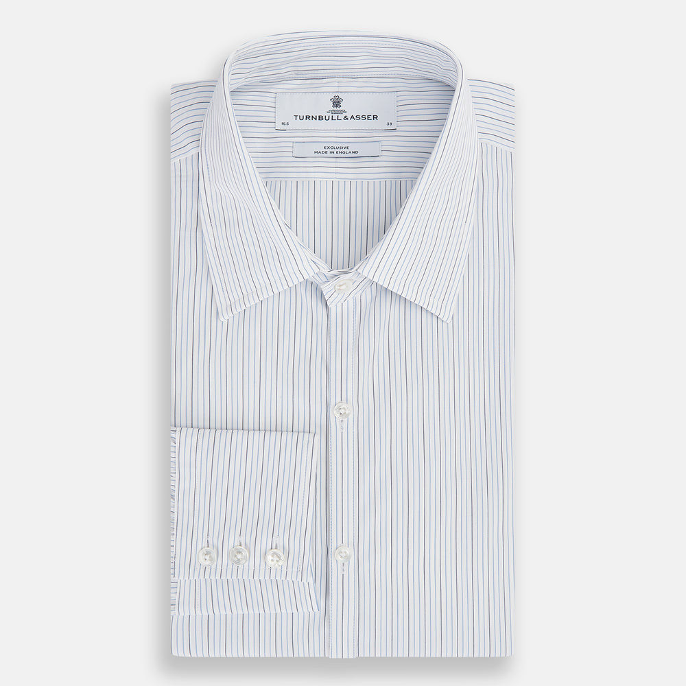 Pale Blue and Navy Pinstripe Westminster Shirt