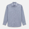 View 1 of product Pale Blue and White Pinstripe Cotton Blend Weekend Fit Finch Shirt