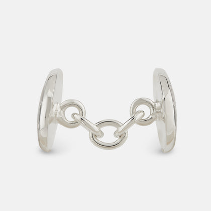 Forest Green and Burgundy Checkered Oval Enamel Chain Cufflinks