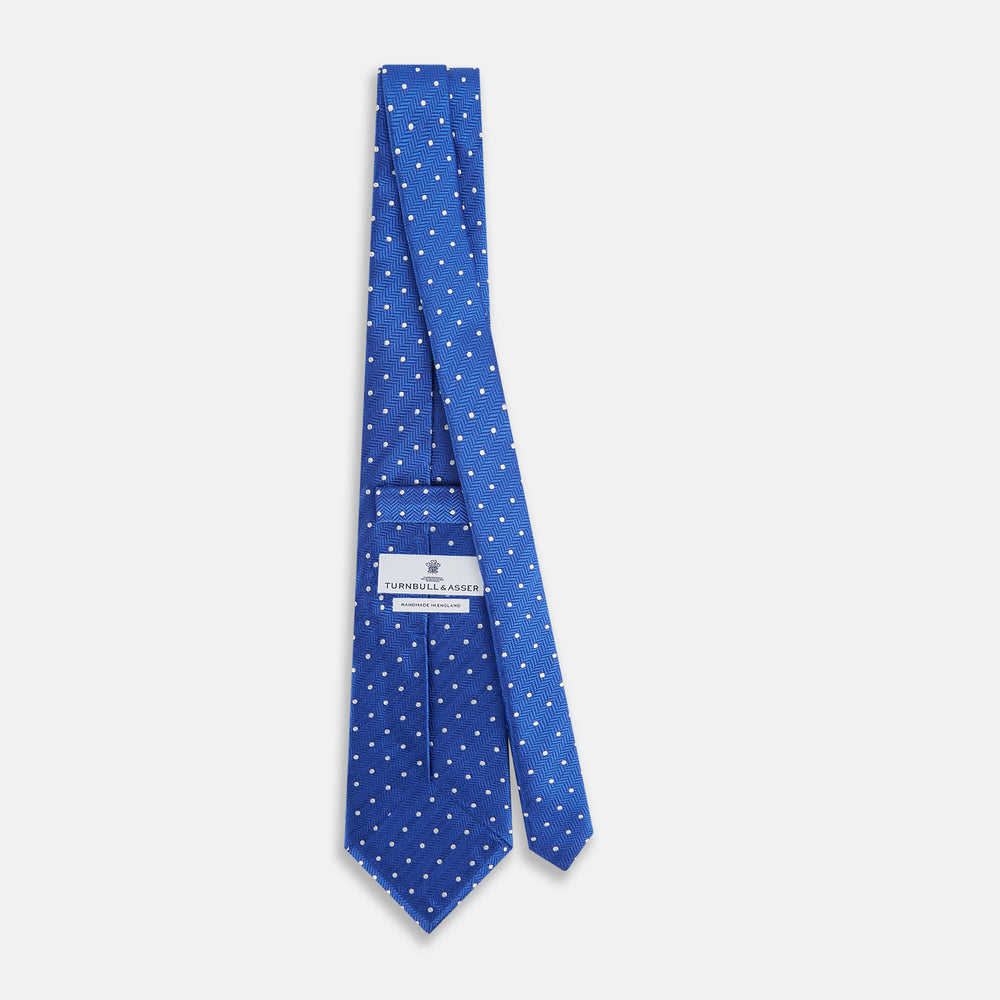 Blue and White Micro Dot Silk Tie
