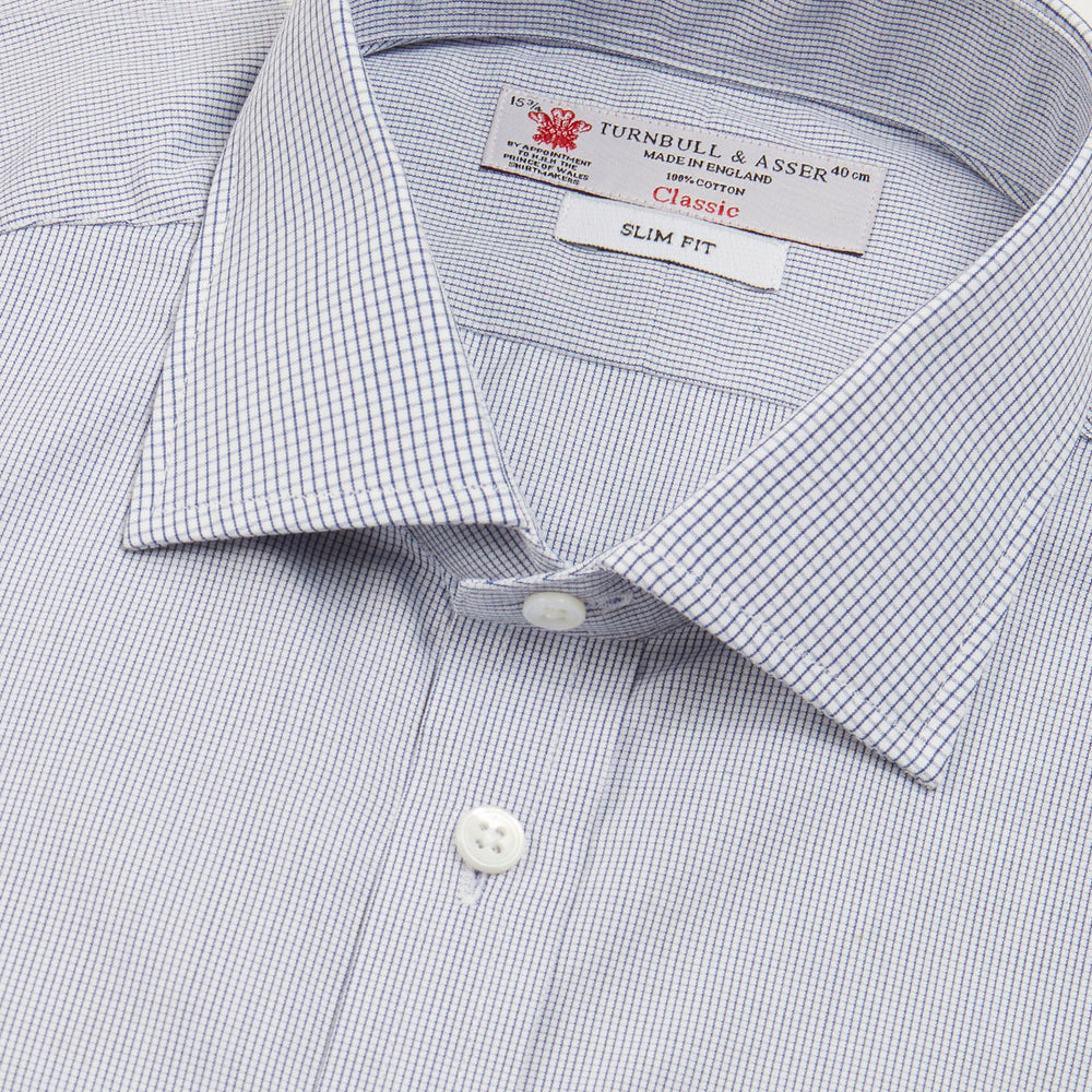 Slim Fit Blue Checked Shirt