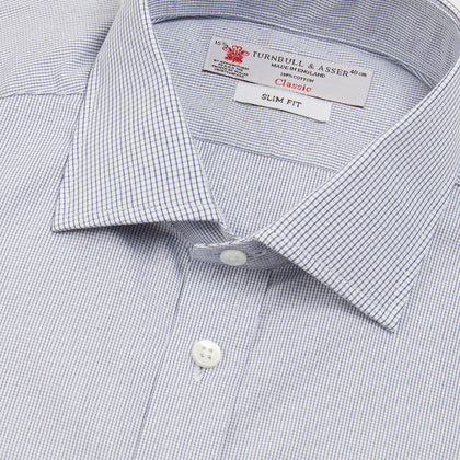 Slim Fit Blue Checked Shirt Image 4