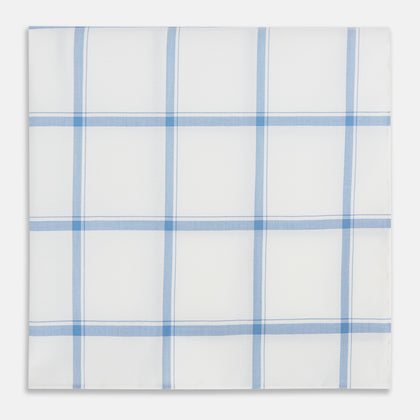Colony Blue Grid Check Hand-Rolled Handkerchief