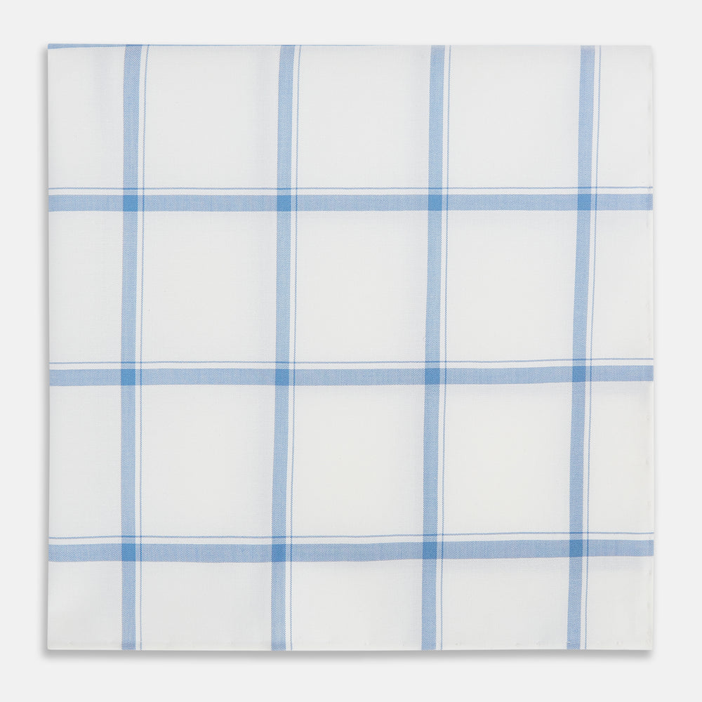 Colony Blue Grid Check Hand-Rolled Handkerchief