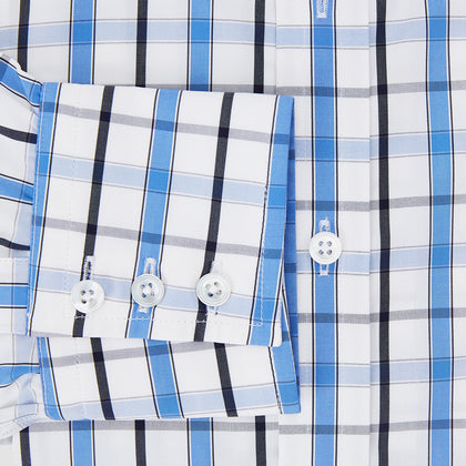 Blue and Navy Combination Check Mayfair Shirt Image 3