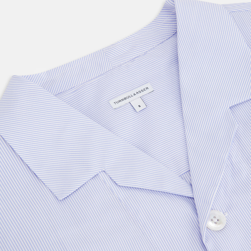 Pale Blue Hairline Stripe Pyjama Shirt
