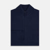 View 4 of product Navy High Neck Merino Zipped Cardigan