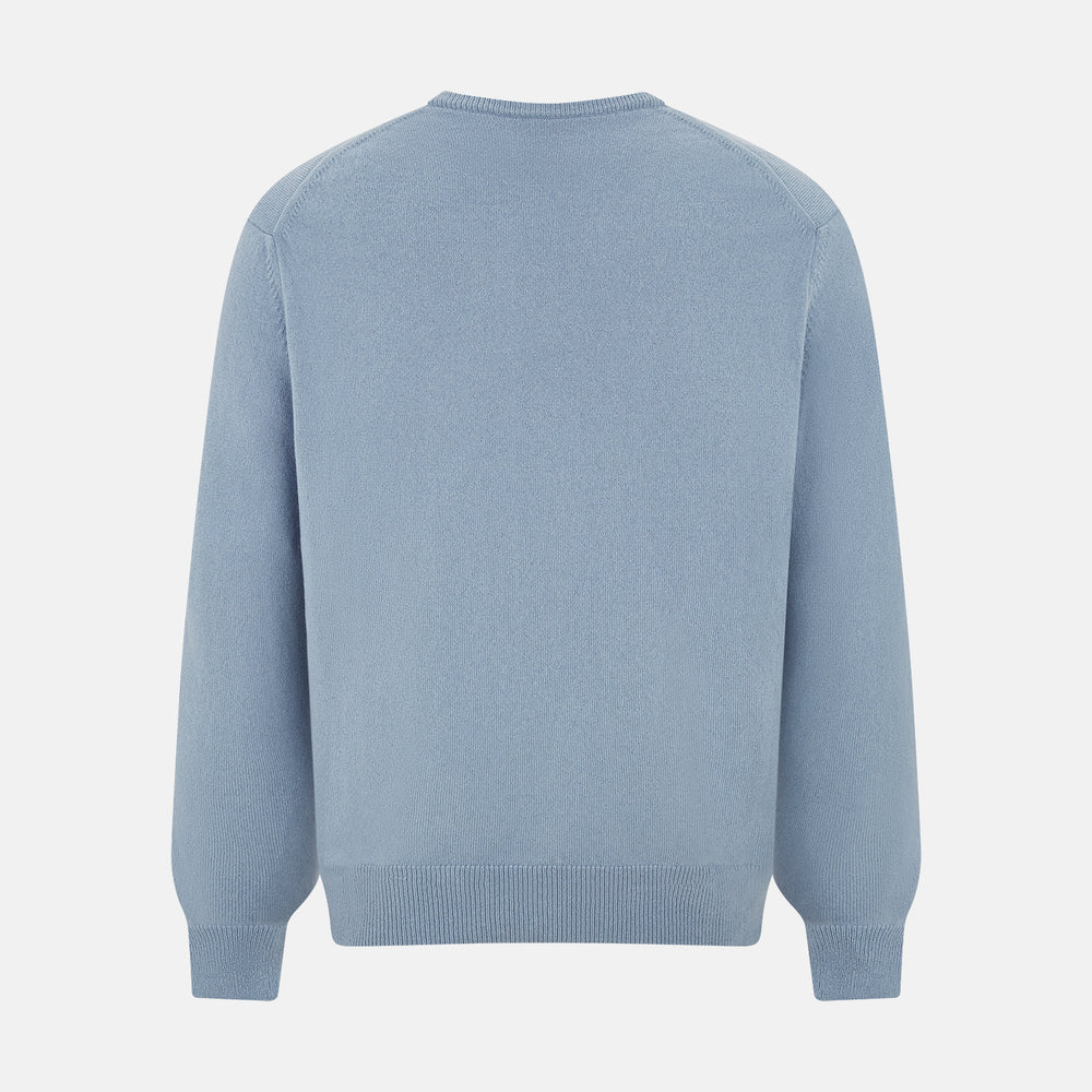 Frost Blue Cashmere V-Neck Jumper