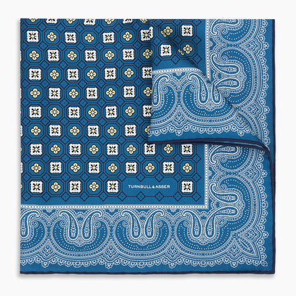 Azzurro Floral Tile and Paisley Silk Pocket Square Image 4