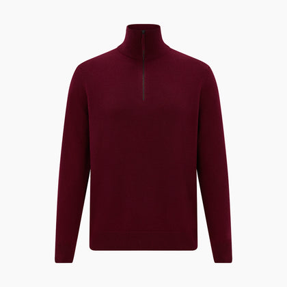 Ruby Red Half-Zip Cashmere Jumper Image 4