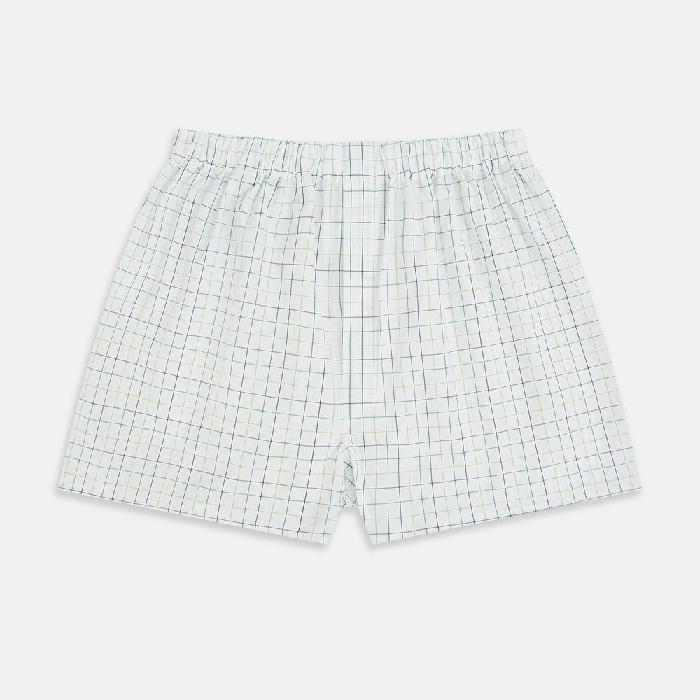 Forest Green Grid Check Godfrey Boxer Shorts