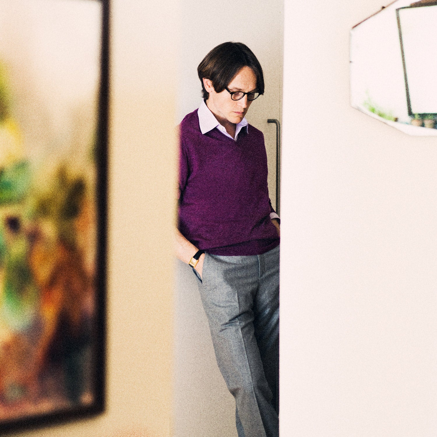 View 2 of product Plum Fine Merino V-Neck Jumper