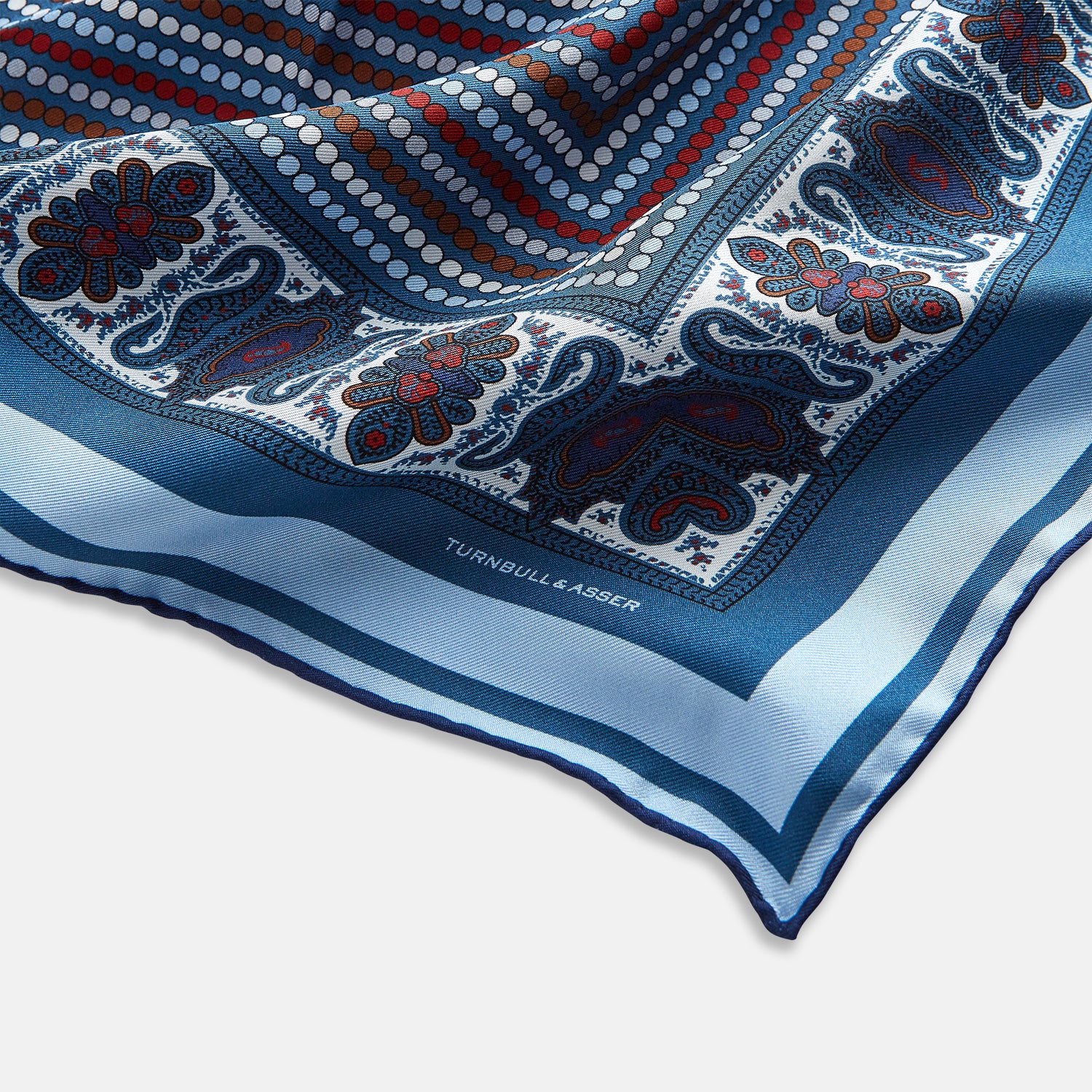 Image 2 of product Blue Bonnet Dots and Paisley Silk Pocket Square