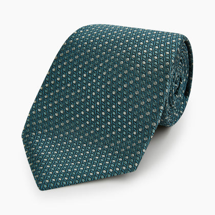 Teal Micro Hexagon Silk Tie Image 4