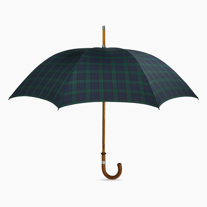 Black Watch Tartan Traveller Umbrella with Malacca Crook Handle Image 5