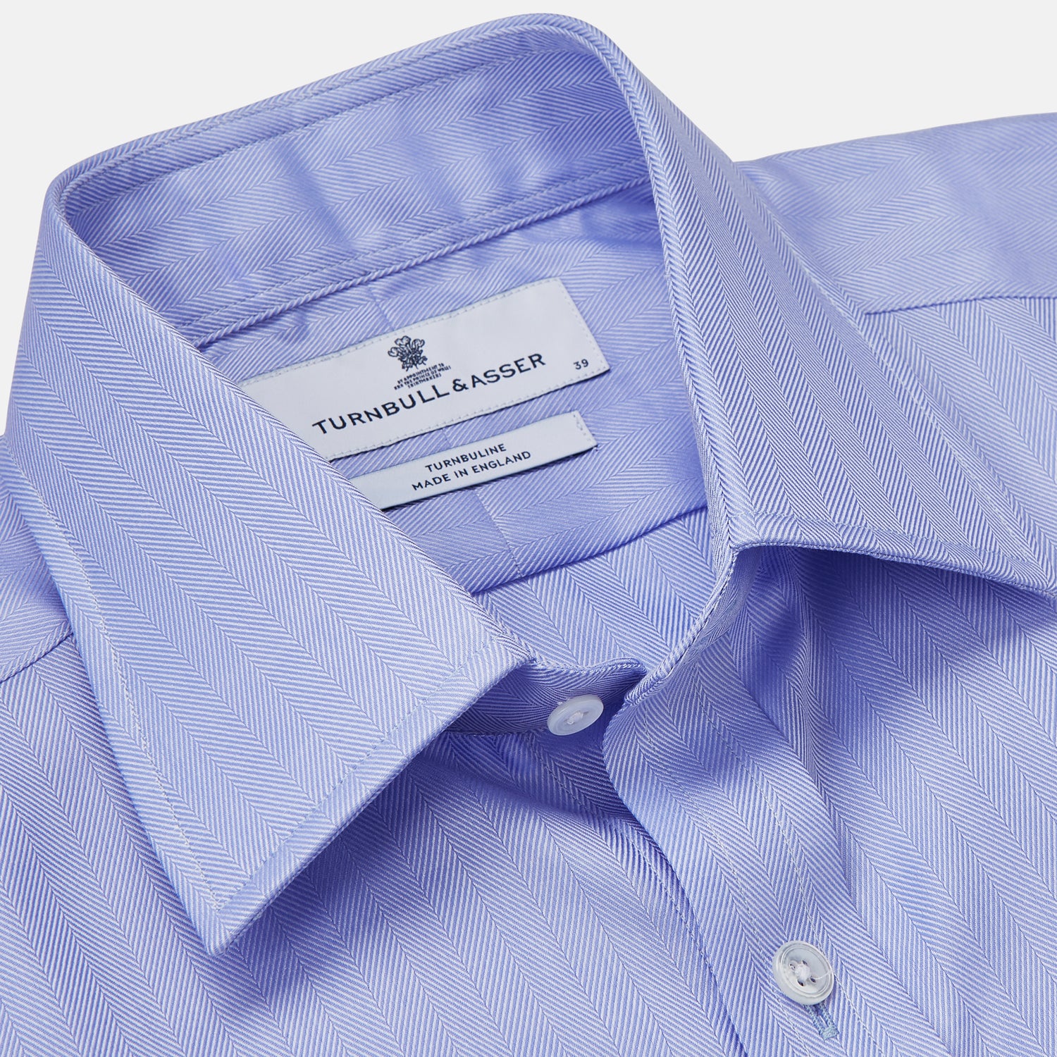 View 4 of product Blue Herringbone Regular Fit Shirt With Kent Collar