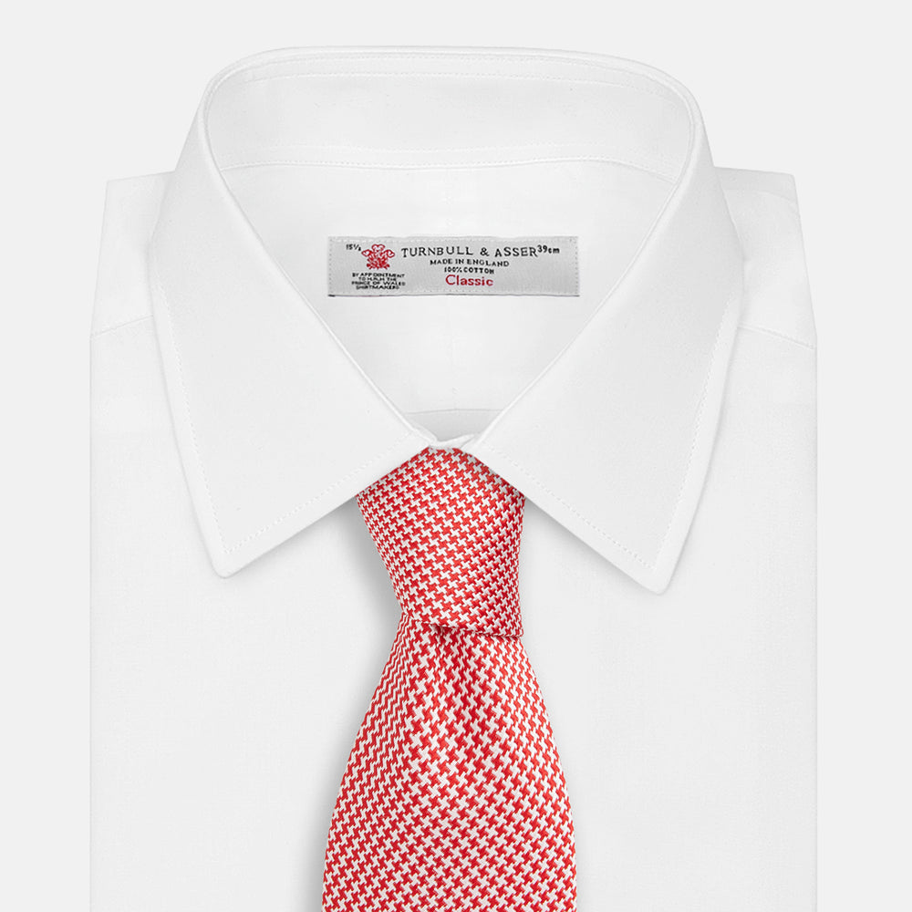 Red and White patterned silk tie