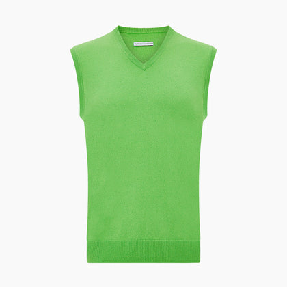 Bright Green V-neck Cashmere Vest Image 3