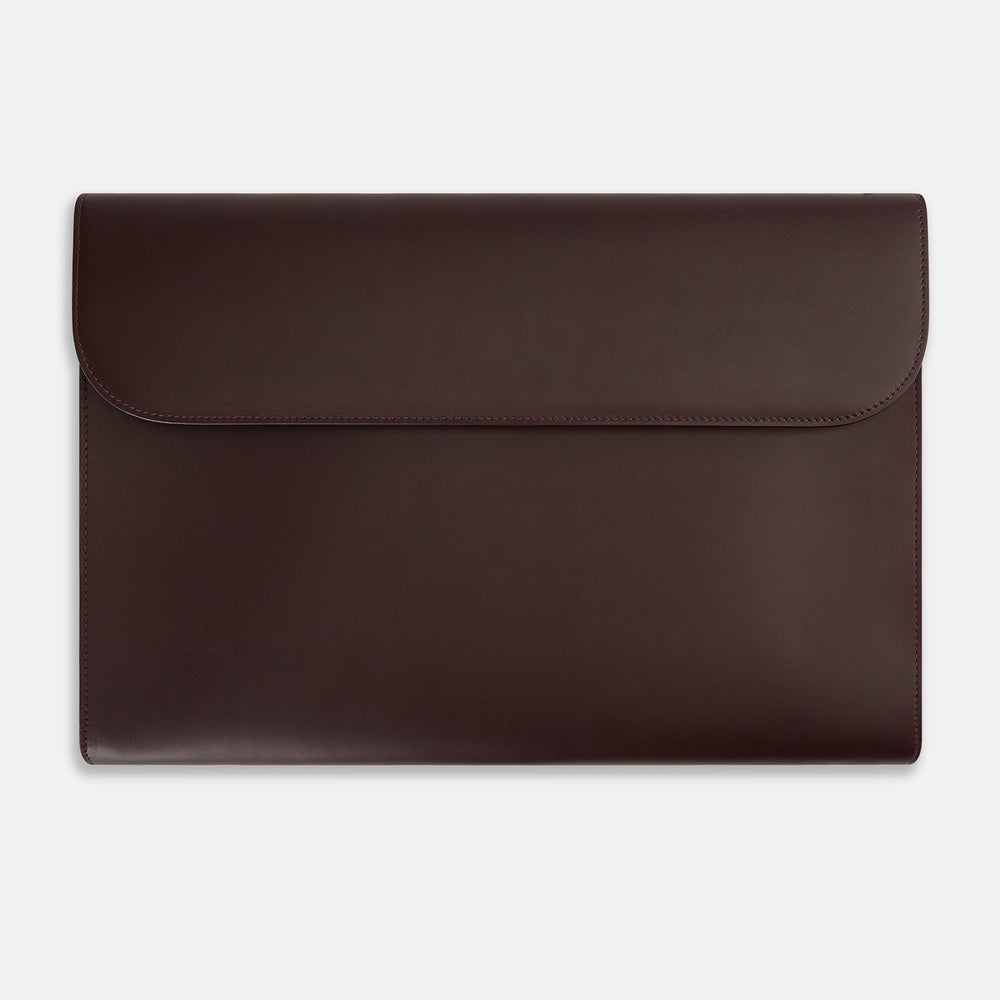 Burgundy Leather Snap-Fasten Pouch