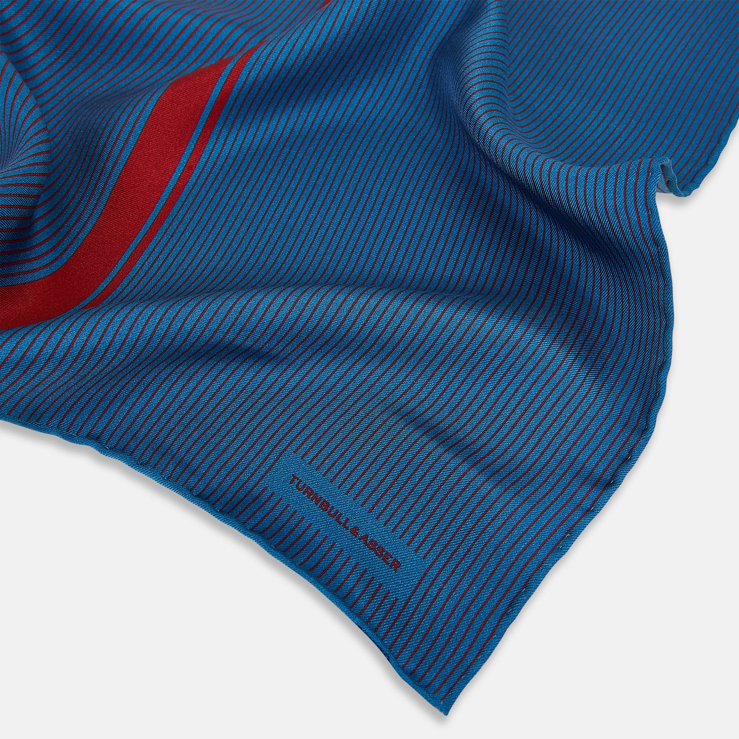 View 2 of product Blue and Red Stripe Silk Pocket Square