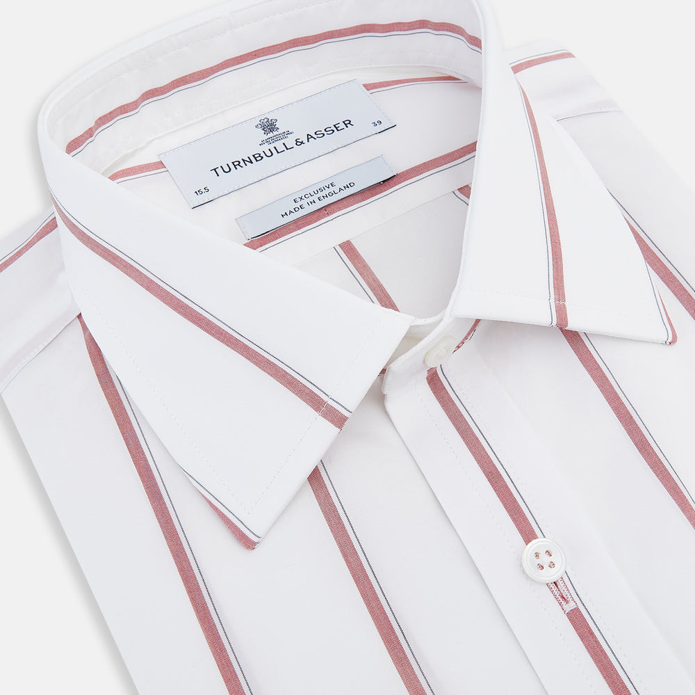 Dark Red Track Stripe Mayfair Shirt