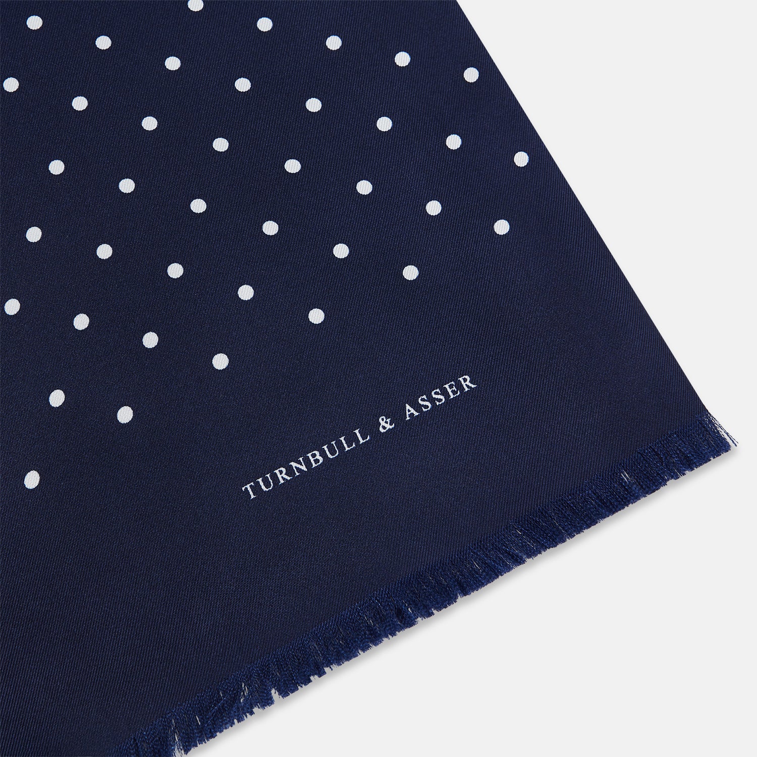 View 2 of product Navy and White Spotted Silk Scarf