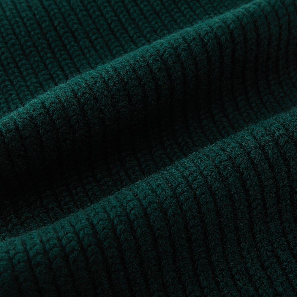 Forest Green Rib-Knit Cashmere Scarf