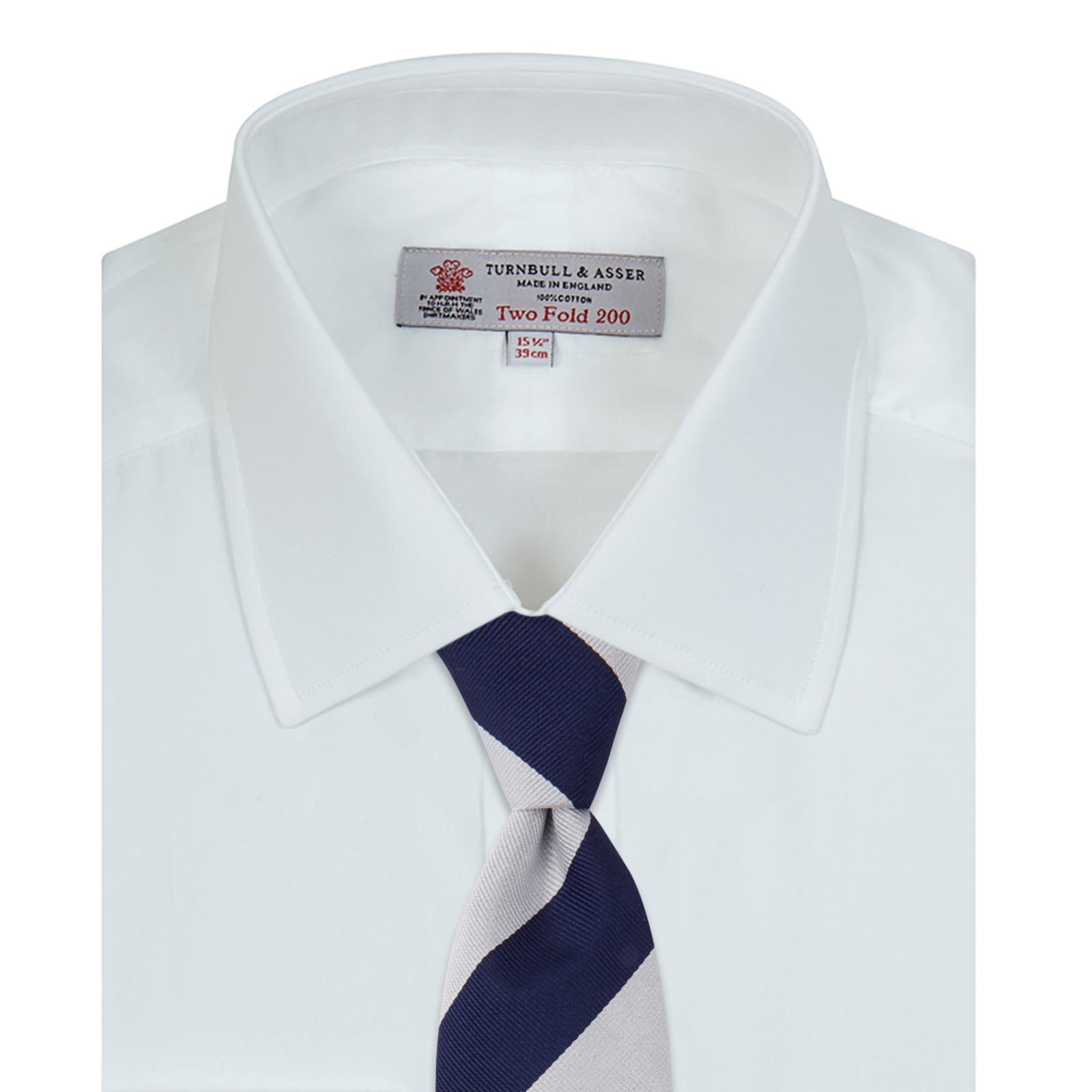 Two-Fold 200 White Cotton Shirt with T&A Collar and Double Cuffs